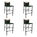 Ver imagem 1 de Kit 4 Banquetas Anne em Corda Náutica Base em Alumínio Preta com Detalhe em Madeira Verde Musgo