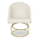 Ver imagem 2 de Kit 2 Poltronas Cadeiras De Jantar Luxo Estofada Base Metal Dourado Sala Cozinha Recepção Suede Off