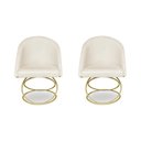 Ver imagem 1 de Kit 2 Poltronas Cadeiras De Jantar Luxo Estofada Base Metal Dourado Sala Cozinha Recepção Suede Off