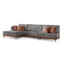 Ver imagem 1 de Sofá 4 Lugares Luxo Modulado Linho Cinza Médio 2,80m Chaise Lado Esquerdo