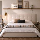 Ver imagem 1 de Cabeceira King Estofada Serena Capitonê 193 cm - Linho Off White