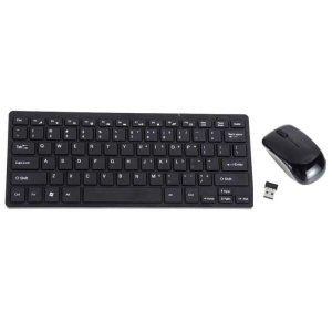 Kit Mini Teclado E Mouse Wireless Slim Plug Play 2.4ghz - Preto
