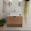 Ver imagem 6 de Gabinete Banheiro 1 Porta 1 Gaveta 60Cm Suspenso Multimóveis Vcr10091 Amêndoa/Amêndoa/Mármore
