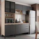 Ver imagem 1 de Cozinha Modulada Compacta Firenze - Avena Grafite com 04 Peças