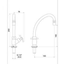 Torneira para Cozinha com Bica Móvel de Mesa 1173 Tetra Meber Metais - 2