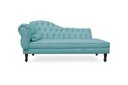Ver imagem 1 de Recamier Divã Juliana 185cm com Strass - Direita Suede: Azul Turquesa