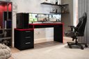 Ver imagem 3 de Mesa Gamer com Gaveteiro Versátil Patrick Preto Vermelho