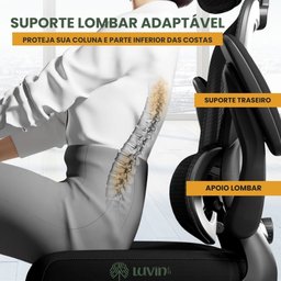 Cadeira Escritório Ergonômica B500 Luvinco Cor Preto com Suporte Lombar Estofado Mesh - 3