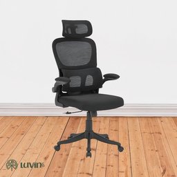 Cadeira Escritório Ergonômica B500 Luvinco Cor Preto com Suporte Lombar Estofado Mesh - 2