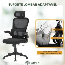 Cadeira Escritório Ergonômica B500 Luvinco Cor Preto com Suporte Lombar Estofado Mesh - 9