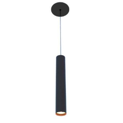 Pendente Tubo Cilindro 50cm 1xgu10 em Madeira - Preto