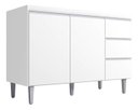 Ver imagem 1 de Balcão Gabinete para Pia Andreia sem Tampo 120cm 2 Portas 3 Gavetas Ajl Móveis - Branco