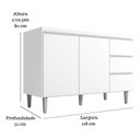 Ver imagem 2 de Balcão Gabinete para Pia Andreia sem Tampo 120cm 2 Portas 3 Gavetas Ajl Móveis - Branco