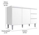 Ver imagem 2 de Balcão Gabinete para Pia Andreia sem Tampo 120cm 2 Portas 3 Gavetas Ajl Móveis - Branco