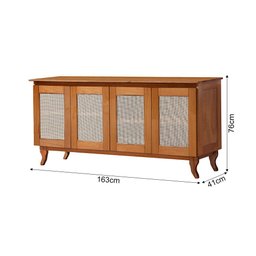 Conjunto Cristaleira de Madeira Antiga com Buffet 4 Portas em Madeira Premium Castanho - 3
