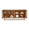 Conjunto Cristaleira de Madeira Antiga com Buffet 4 Portas em Madeira Premium Castanho - 2