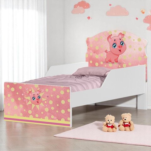 Cama Infantil Porquinho Pig com Colchão Mini Cama