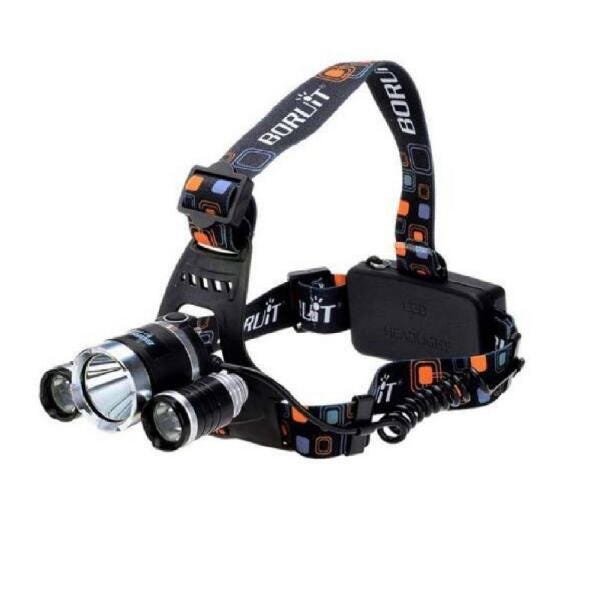 Lanterna Cabeça Triplo T6 3 Led Cree Profissional Swat Tática 2 Baterias - 2