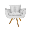 Ver imagem 2 de Jogo 2 Poltrona Estofada Base Giratória De Madeira Escritório Opala Suede Branco - LM DECOR