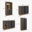 Ver imagem 3 de Conjunto Escritório Office Completo 4 Peças, Armário Alto 4 Portas e Armário Baixo 4 Portas