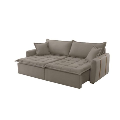 Sofá Cama Veludo em Madeira Eucalipto 280cm Meu Sofá Online B002 Veludo Capuccino