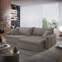 Ver imagem 2 de Sofá Cama Veludo em Madeira Eucalipto 280cm Meu Sofá Online B002 Veludo Capuccino