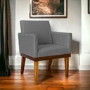 Ver imagem 2 de Poltrona Decorativa para Sala Recepção Consultório Escritório Base em Madeira Divine Suede