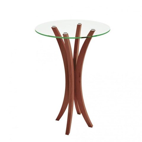 Mesa de Bar Alta Madeira Maciça com Tampo de Vidro Rima Madebal