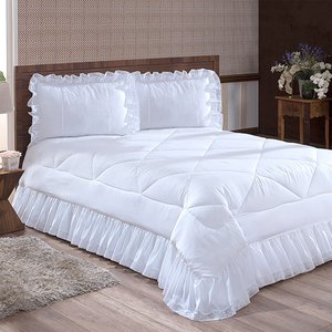 Cobre Leito Queen Jaspe Microfibra 3 peças Branco Lilly Home Enxovais Cobre leito Jaspe