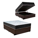 Ver imagem 1 de Cama Box Baú Casal Sintético Marrom Colchão Espuma D33 Marrocos 30cm