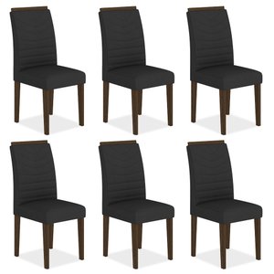 Kit 6 Cadeiras Estofadas Lima Imbuia/preto - Móveis Arapongas Imbuia/preto 06