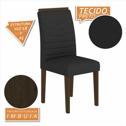 Kit 6 Cadeiras Estofadas Lima Imbuia/preto - Móveis Arapongas Imbuia/preto 06 - 2