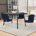 Ver imagem 2 de Kit 02 Cadeiras para Sala de Jantar Cozinha Estofada Gavi Arena L02 Suede Azul Marinho - Lyam Decor