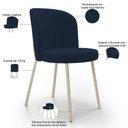 Ver imagem 4 de Kit 02 Cadeiras para Sala de Jantar Cozinha Estofada Gavi Arena L02 Suede Azul Marinho - Lyam Decor