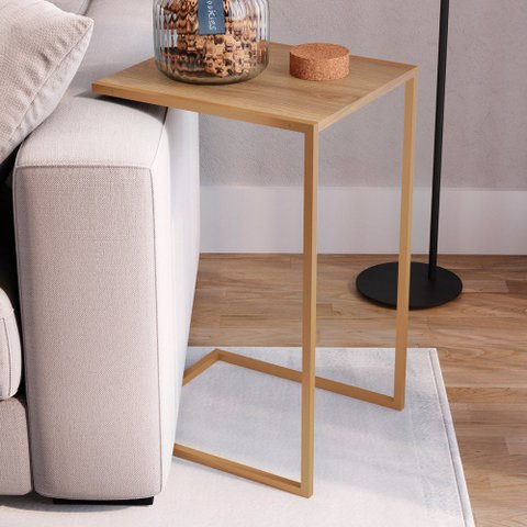 Mesa Lateral L35 X A64cm 27820 Steel Quadra Artesano - Hanover/dourado