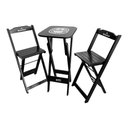 Ver imagem 2 de Kit 4 Conjuntos Bistrô Mesa com 2 Banquetas Dobráveis de Madeira Personalizada Hei - Preta