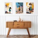 Ver imagem 2 de Kit 3 Quadros Decorativos Artes Crianças Pintando 33x24cm - com Vidro:moldura Preta