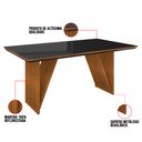 Ver imagem 3 de Mesa Jantar Mia 160x90 cm Preto com Base de Madeira Mel - D’Rossi