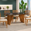 Ver imagem 2 de Mesa Jantar Mia 160x90 cm Preto com Base de Madeira Mel - D’Rossi