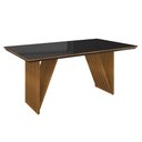 Ver imagem 1 de Mesa Jantar Mia 160x90 cm Preto com Base de Madeira Mel - D’Rossi