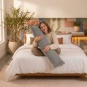 Ver imagem 2 de 2 Almofadas Lombar 70x20 Rinheira Rim Suede Cinza Decorativa com Zíper para Sofá Retrátil Cama