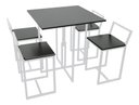 Ver imagem 1 de Mesa Jantar Prime Compacta Branca Quadrada de Madeira Preta 4 Cadeiras BF Decor
