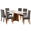 Ver imagem 2 de Mesa de Jantar 6 Lugares Antonella com Vidro Mel/off White/veludo Cinza - Viero Móveis
