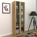 Ver imagem 2 de Armário Escritório Home Office 2 Portas de Vidro 4 Prateleiras Cannes 171cm T01 Amêndoa - Lyam