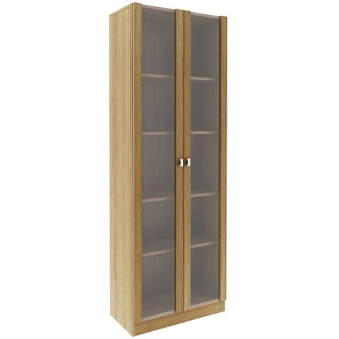 Armário Escritório Home Office 2 Portas de Vidro 4 Prateleiras Cannes 171cm T01 Amêndoa - Lyam