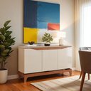 Ver imagem 1 de Buffet Aparador 3 Portas em Mdf com Pés em Mdf Joile Freijó/off White - Mabe Magazine