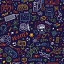 Ver imagem 1 de Papel de Parede Temático Gamer Desenhado Marinho - 3,3x0,5m