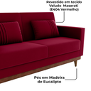 Ver imagem 5 de Sofa Cama 2 Lugares 203 Cm Veludo Maserati Vermelho Corino Whisk Milani Store