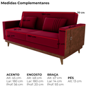 Ver imagem 4 de Sofa Cama 2 Lugares 203 Cm Veludo Maserati Vermelho Corino Whisk Milani Store