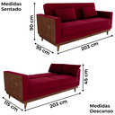 Ver imagem 3 de Sofa Cama 2 Lugares 203 Cm Veludo Maserati Vermelho Corino Whisk Milani Store